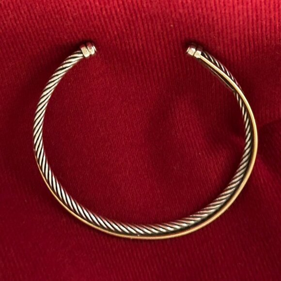 David Yurman 3mm Sterling Silver/Gold Crossover Bracelet - Picture 5 of 10